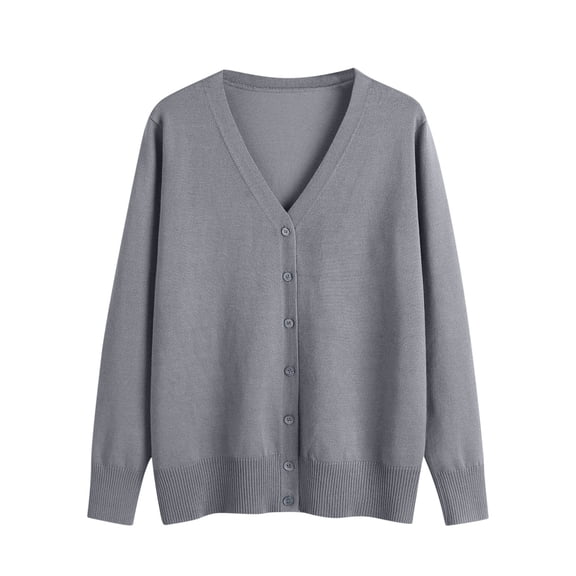 Admvng Cardigan Sweaters for Women Solid Casual Knitted Button Up Long Sleeved Plus V-neck Sweater Tops, Size S-3XL