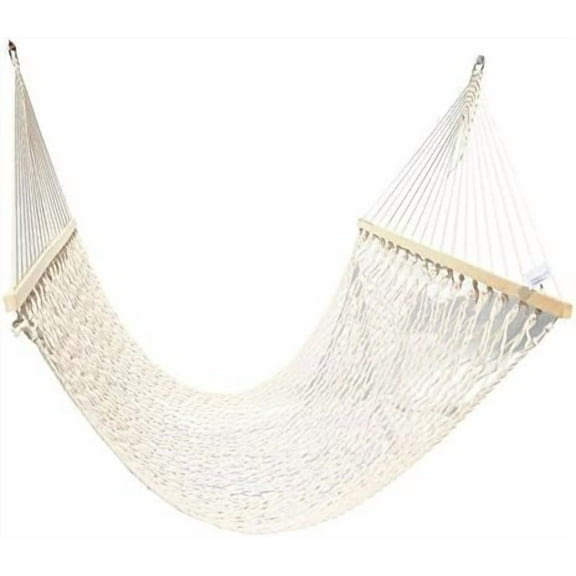 SUNRISEUMBRELLA 59" Swing Cotton Rope Double Size Solid Wood Spreader Outdoor Patio Yard Hammock 300 LB Weight Capacity