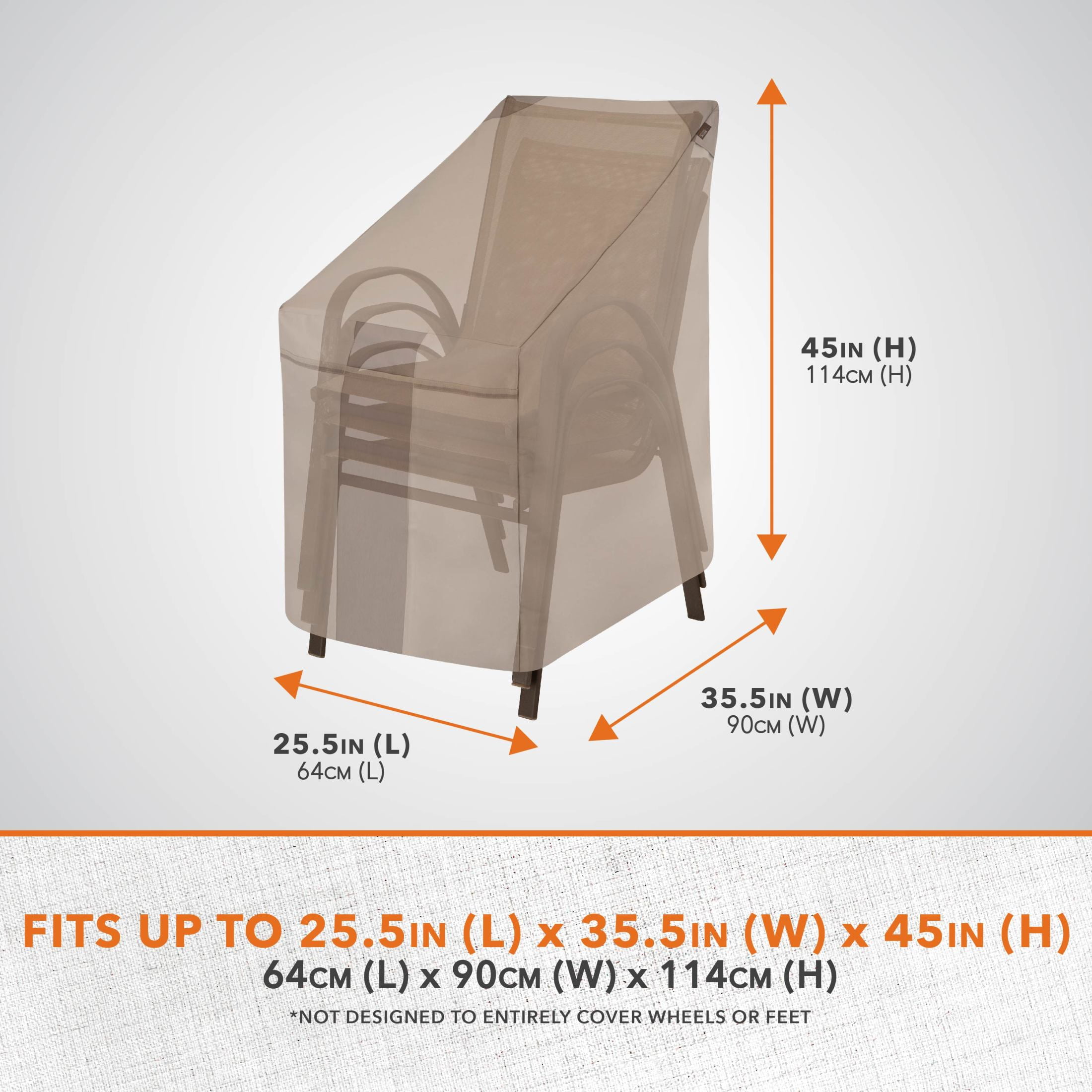 Modern Leisure Monterey Stackable Patio Chair Cover, 2-Pack, 25.5"L X 35.5"W X 45"H, Beige
