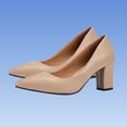 thumbnail image 3 of Xucatan Women's Pointed Toe Block Heel Pumps, Chunky High Heel Dress Shoes with Cushioned Insole, Faux Leather Comfortable Work Flats, Versatile Solid Color Design for Office Daily Gift, 3 of 8