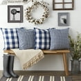 thumbnail image 6 of Contemporary Home Living Set of 4 Blue and White Gingham and Buffalo Check Pillow Cover, 18", 6 of 6