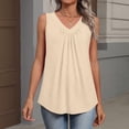 thumbnail image 3 of GIPQJK Tank Tops for Women Sleeveless Loose Ruched Casual Tanks V Neck Summer Trendy Cute Solid Color Clothes,Beige S, 3 of 6