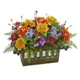 thumbnail image 2 of Nearly Natural 1551 Mixed Floral Artificial Arrangement in Rectangular Wood Planter, 2 of 3