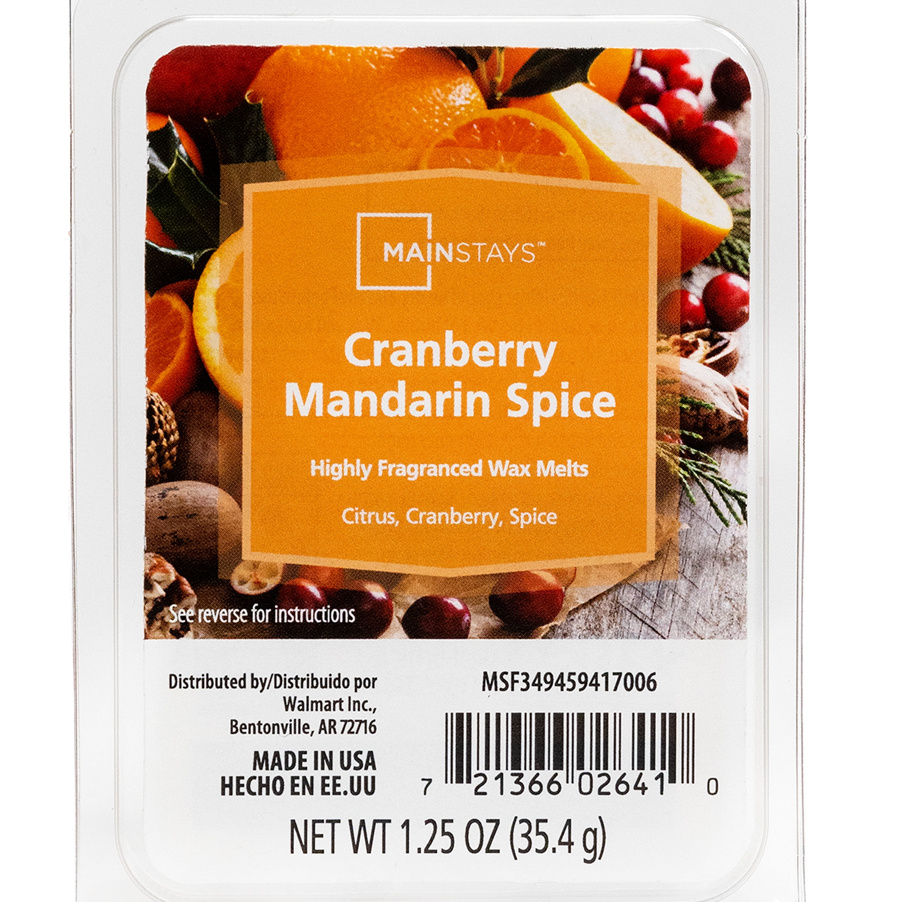 Mainstays 6 Cube Wax Melts - Cranberry Mandarin Fragrance
