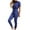 Blue, variant on Aoochasliy Womens Pants Clothes Fall Fashion Solid Color Casual Lapel Belt Short Sleeve Overalls