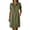 #0065-Army Green, variant on Cotton Linen Knee Length Dresses for Women Button Up Collared Henley Dress Short Sleeve Travel Dress with Pockets