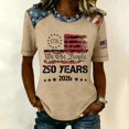 thumbnail image 2 of Fabrcox 1776-2026 250th Anniversary USA Shirt Flag Print Crew Neck Women's Tops Short Sleeve Celebration Independence Day Women's Graphic T Shirts Beige M, 2 of 3
