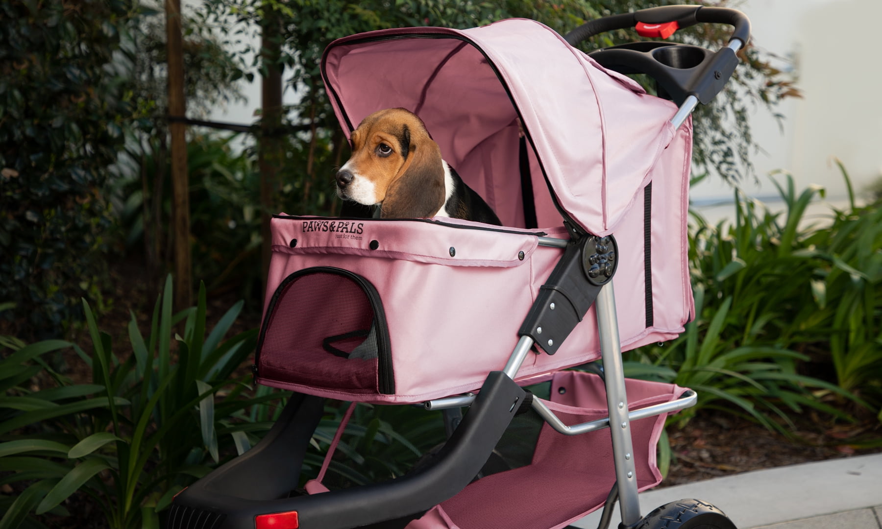 paws & pals deluxe folding dog & cat stroller