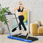 SuperFit Up To 7.5MPH 2.25HP 2-in-1 Folding Under Desk Treadmill W/Speaker Controller APP, Single Display Screen Silver