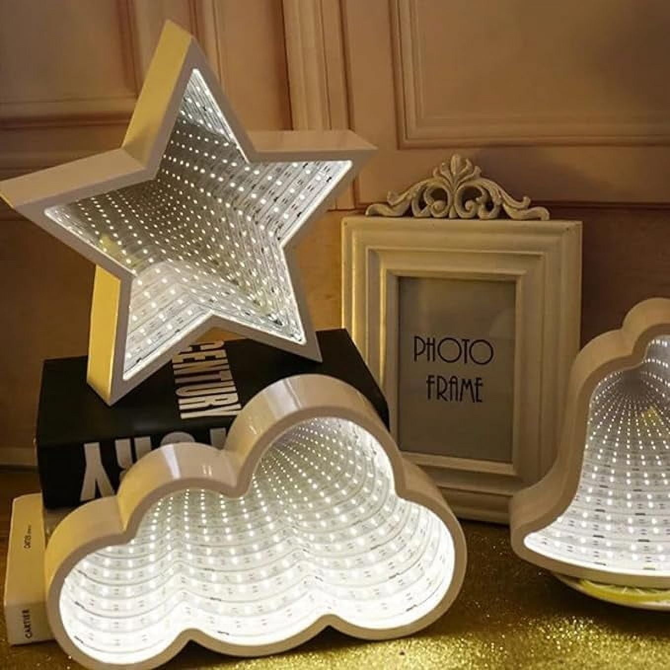 SHANJIA 3D Mirror Night Light, Infinity Mirror Tunnel Light,LED Night Lamp,LED Night Light 3D Mirror Light Tunnel Mirror Light Christmas, for Christmas Party Decoration Home Decor
