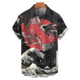 thumbnail image 3 of Camisas hawaianas para hombre, camiseta informal con estampado 3D de peces, camiseta de verano de gran tamaño con estampado de dibujos animados, elegante camisa de playa para vacaciones, 3 of 5