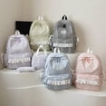 thumbnail image 3 of Cute Striped Lace Backpack 3 Piece Set Lightweight Large Capacity Student School Bag for, 3 of 6