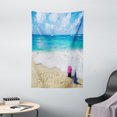 thumbnail image 1 of Birthday Decorations Tapestry, Happy Birthday on Sandy Beach with Party Hat Presents Ocean, Wall Hanging for Bedroom Living Room Dorm Decor, 40W X 60L Inches, Blue Light Brown Pink, by Ambesonne, 1 of 2