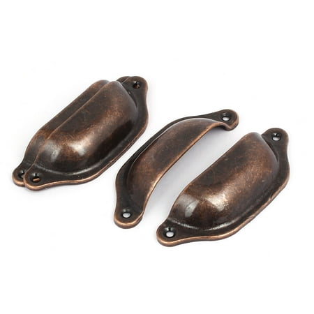 C Shape Handle - Unique Bargains 4PCS 98mm Long Cabinet Drawer Door Shell Shape Knobs Pull Handles Copper Tone