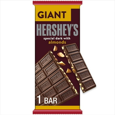 Hershey's Special Dark Chocolate with Almonds Giant Candy, Bar 7.37 oz, 25 Pieces