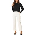 thumbnail image 2 of INSPIRAR CHIC Blusa de Manga Larga para Mujer Cuello Alto Moda 2023 Camisa de Trabajo Plisada de Chifón Sólido Top de Chifón Negro S, 2 of 6