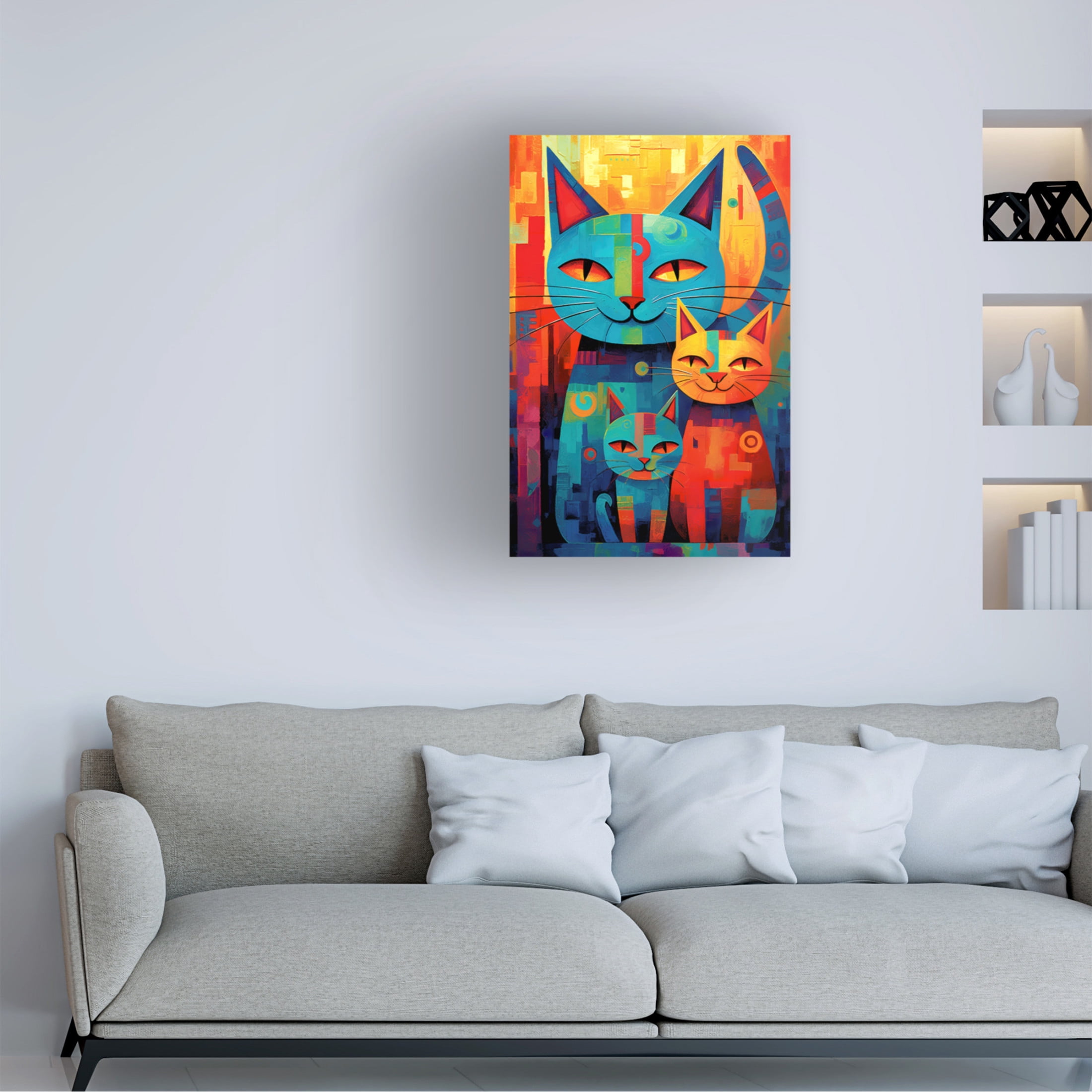 Canvas Wall Art - Ray Heere 'Colorful Cat 7' Wall Art for Living Room, Bedroom, or Office Décor by Trademark Fine Art - 12 x 19 Inches