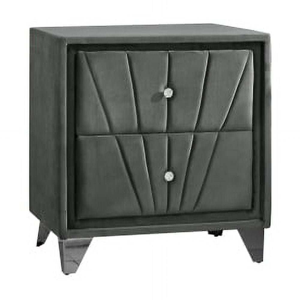 Double-Decker Nightstand, Bedside Table with Metal Legs, End Side Table for Living Room, Bedroom, Gray