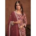 thumbnail image 3 of Faux Georgette Maroon Embroidered Festive Palazzo Suit, 3 of 4