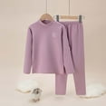 thumbnail image 2 of Zwiiyzr Baby Clothes Thermal Underwear for Toddler Fleece Long Johns High Neck Shirt and Pants Set for Boys Girls Winter Fall Warm Clothes 2-9Y Purple, 2 of 4