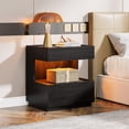 thumbnail image 4 of Mesa de Noche Tribesigns Negra con LED y 2 Cajones de Madera, 4 of 8