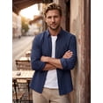 thumbnail image 6 of Men Oxford Dress Shirts Cotton Long Sleeve Shirt Business Shirt Casual Button Down Shirts Navy Blue, 6 of 9