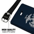 thumbnail image 3 of Marine Corps USMC Text White Logo on Blue Officially Licensed Rectangle Leather Luggage Card Suitcase Carry-On ID Tag, 3 of 8