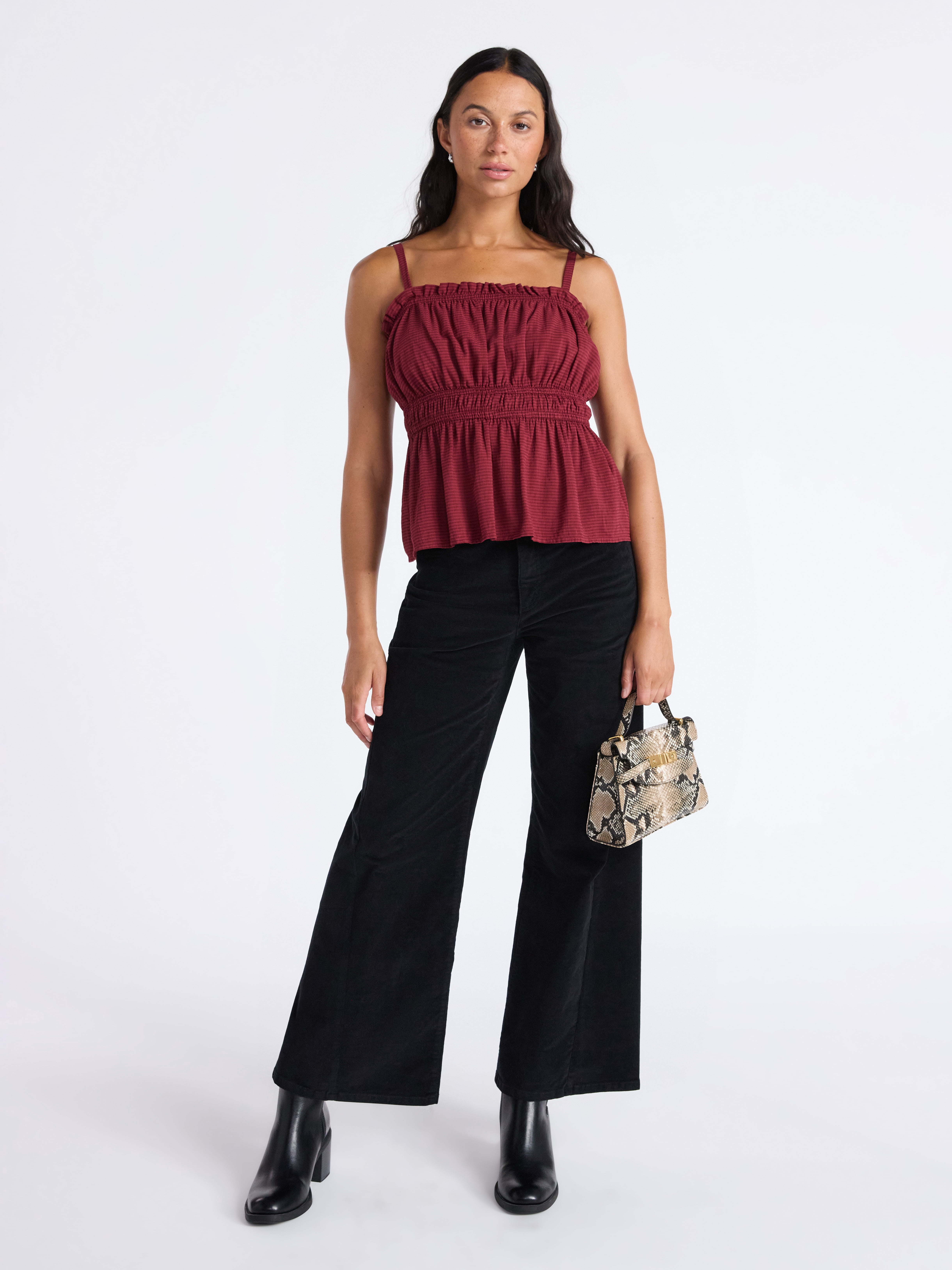 Time and Tru Women's Velvet Wide Leg Pants, 32" Inseam, Size 0-20