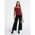 thumbnail image 2 of Time and Tru Women's Velvet Wide Leg Pants, 32" Inseam, Size 0-20, 2 of 5