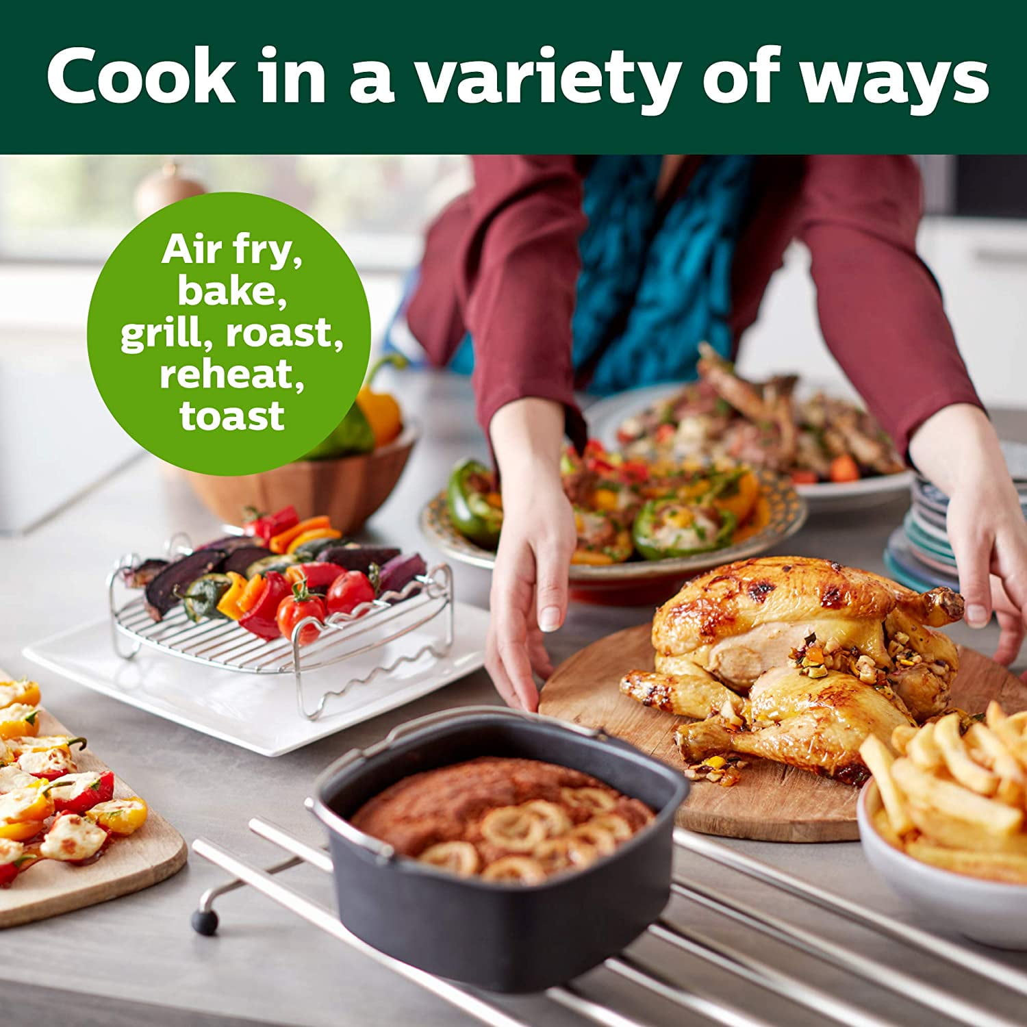 Philips Premium Digital Airfryer with Fat Removal Technology + Recipe Cookbook, 3 qt, Black, HD9741/99