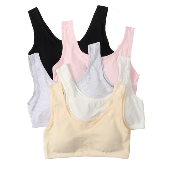 Girls Padded Training Bras Girl Teens Bra Sports Training Bras Wire Free Push Up Running Bra Solid 11-15 Teen Student