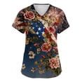 thumbnail image 2 of Bbyeadc Oversize 250 Anniversary United States T-Shirts for Women Short Sleeve Gift Freedom T-Shirt V Neck United States Shirt Fashion Going Out Top,Dark Blue(S), 2 of 5