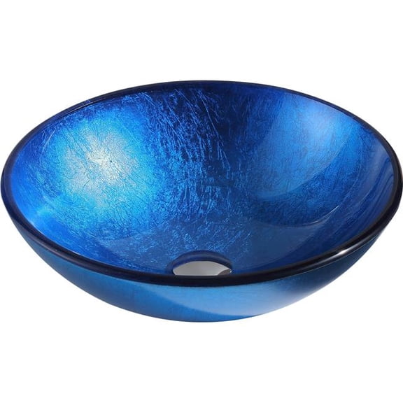 Anzzi LS-AZ8087 19.5 L x 15.4 x 5.7 in. Crow Series Vessel Sink, Lustrous Blue