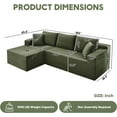 thumbnail image 2 of Cloud Sectional Couch,Modern Modular Sleeper Sectional Sofa with Deep Seat,Corduroy Boneless Couches with L-Shape Chaise for Living Room, Bedroom, Apartment (Green, Left Facing Chaise), 2 of 6