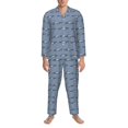 thumbnail image 3 of Yiaed Cute Whale Print Men’s Pajamas Set - Long Sleeve Button Down Sleep Shirt and Pajama Bottoms Sleepwear Set Mens Pjs Sets Men's Pajama Bottoms-X-Large, 3 of 7