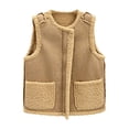 thumbnail image 2 of UTSJKR Womens Autumn Winter Warm Vests Waist Coats Sleeveless Jackets Outwear with Pockets Plus Velvet Thickening Lamb Wool Vests Gilet Coat Khaki XXXL, 2 of 3