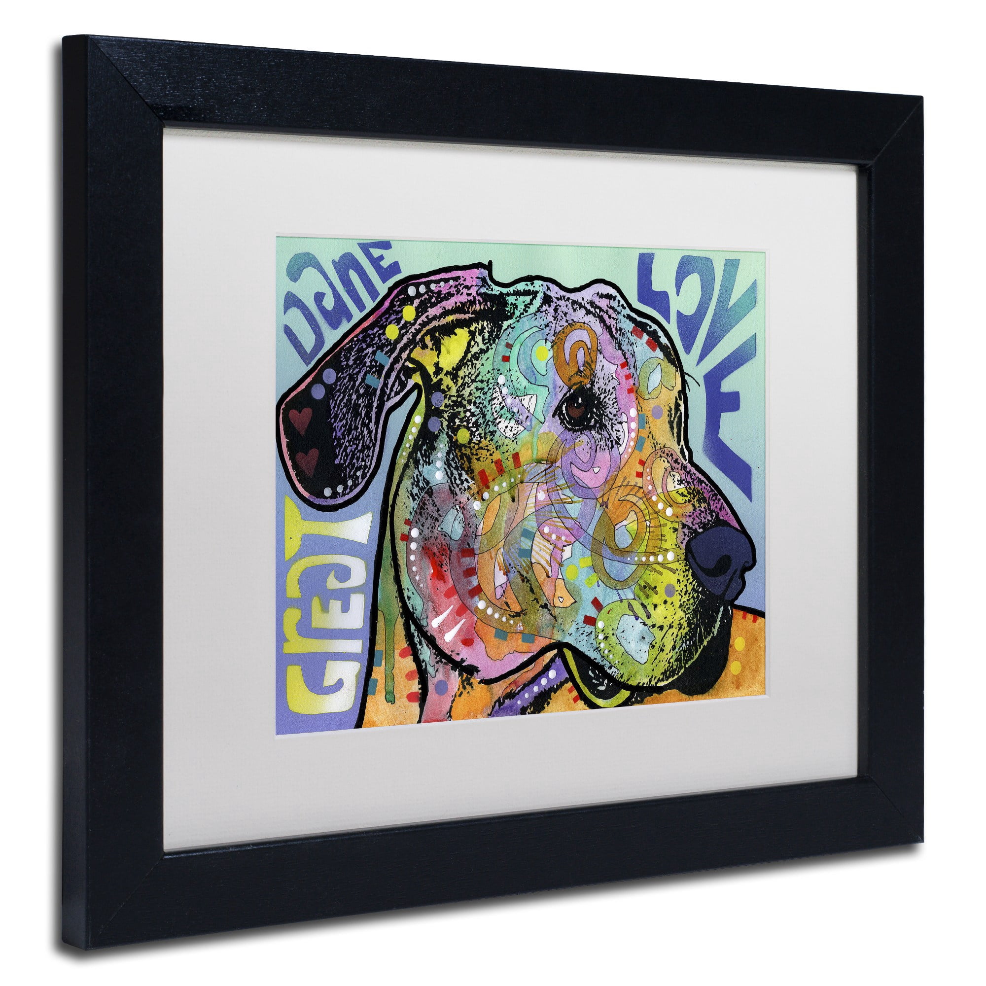 Trademark Fine Art 'Great Dane Luv' Canvas Art by Dean Russo, White Matte, Black Frame