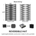 thumbnail image 6 of SIXHOME Outdoor Rug Carpet 9'x12' Waterproof Reversible Patio Rug Portable Modern Indoor Outdoor Rug Plastic Straw Rug for RV Camping Garden Picnic Deck Backyard Boho Porch Decor Black and Gray, 6 of 7