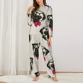 thumbnail image 2 of Pajamas for Women Set - funny dog Pug red bow glasses Comfy Long Sleeve Button Up Pajama Sets for Women 2 Piece, Soft Sleepwear Nightwear Pjs Lounge Sets for Women with Pockets, 2 of 6