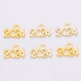 thumbnail image 6 of Colcolo 100 Pieces 2024 Charms Craft Accessories DIY Project Antique Number Pendants Golden, 6 of 7