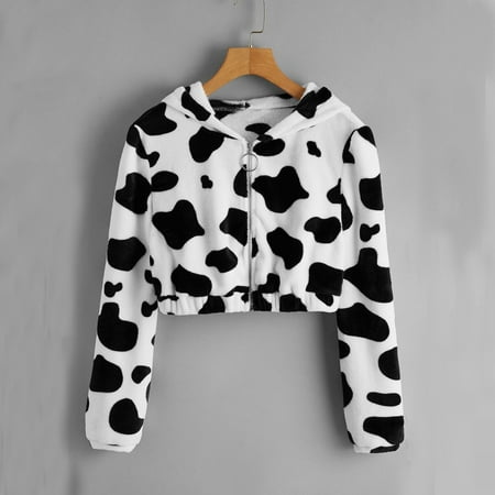 

Simplmasygenix Hoodies for Women Plus Size Women s Cow Printed Pullover Long Sleeve Hooded Sweatshirt Cute Blouse
