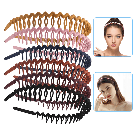 6 PCS Fashion No Slip Effortless Plastic Headbands with Teeth Comb Hair Accessories Bands for Women Men Teen Girls
