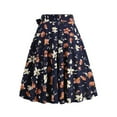 thumbnail image 4 of Mqqzkk Women's High Waist A-Line Skirts Front Tie Lace Up Skirt Flower Printed Flared Midi Skirt Vinage Pleated Skirt, 4 of 4