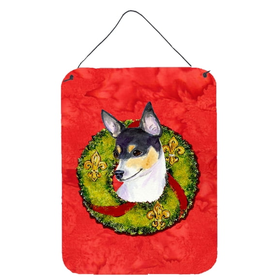 Fox Terrier Cristmas Wreath Wall or Door Hanging Prints