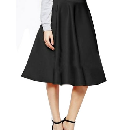 OUMY Women Flared Knee Length Skater Swing Skirt Office Lady Midi (Best Skirt Length For Petite)