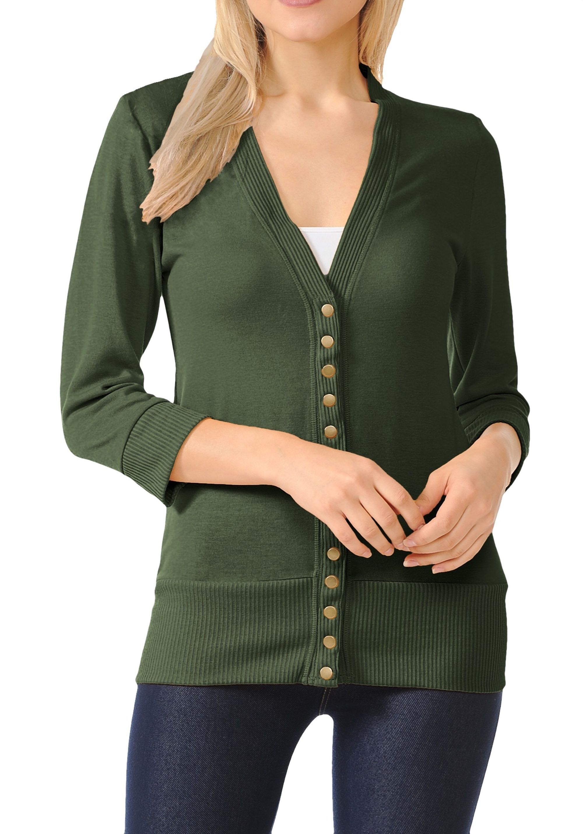 Sleeve Snap Button Sweater Cardigan 