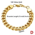thumbnail image 4 of 8-14mm Chunky Miami Curb Chain Bracelet for Men, 14K Yellow Gold Cuban Link Chain Wristband Classic Punk Heavy Male Jewelry, 4 of 7