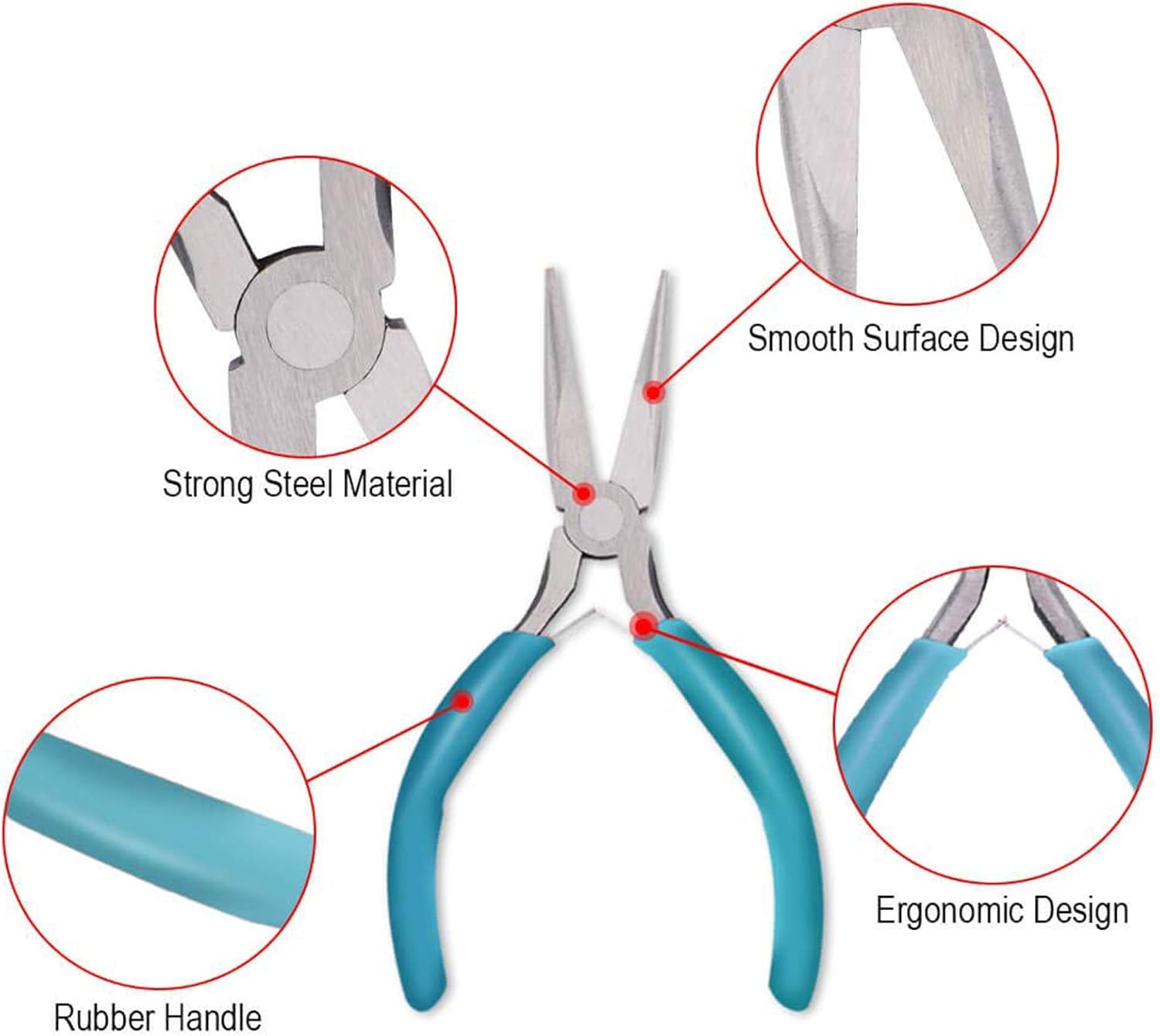 4Pcs Jewelry Tool Set Includes Needle Nose , Round Nose , Wire Cutters and Bent Nose for Jewelry Beading Repair Making Supplies