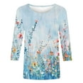thumbnail image 4 of VOONCAS Womens Tops Casual Fall Winter 3/4 Sleeve Crew Neck Print Multicolor Going Out Tops for Women Size 3XL, 4 of 5