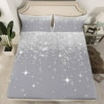 thumbnail image 2 of Feelyou Grey Mystic Galaxy Bed Sheets, Fashion Sequin Print King Sheets, Bling Cartoon Stars Sheet Set, Microfiber Bedroom Decor, 4pcs, 2 of 7